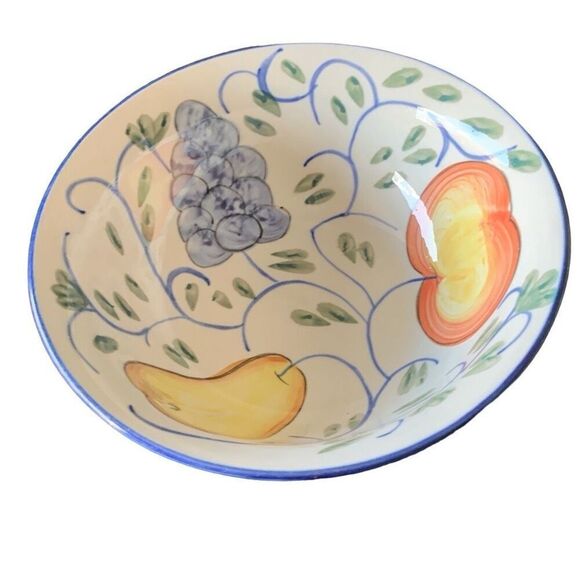 Pre Owned Tabletops Unlimited Hand Painted Frutteto Fruit Soup Bowl Classic - Picture 8 of 14